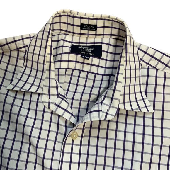 J. Crew White Purple Mens Long Sleeve Button Up Dress Shirt Sz M Preppy Academia - Picture 2 of 10